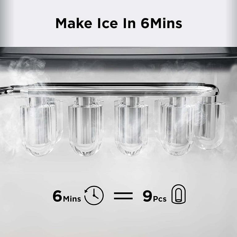 Countertop Ice Maker 26 lbs/24h 9 Cubes/6 Mins with Self-Cleaning Bullet Ice Maker for Home Office Bar Party