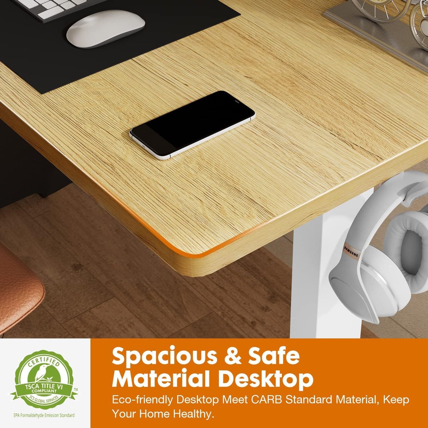 48x24inches Electric Standing Desk with Splice Board,Ergonomic Height Adjustabley. Oak Color