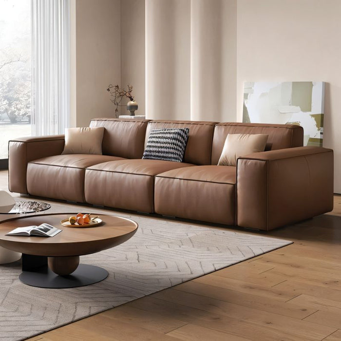 End Year Special Offer!!Glam 3-seater Upholstered Brown Leather Modular Sofa Couch. Modern Leather-Covered Sofa, crafted with sophistication comfort in mind