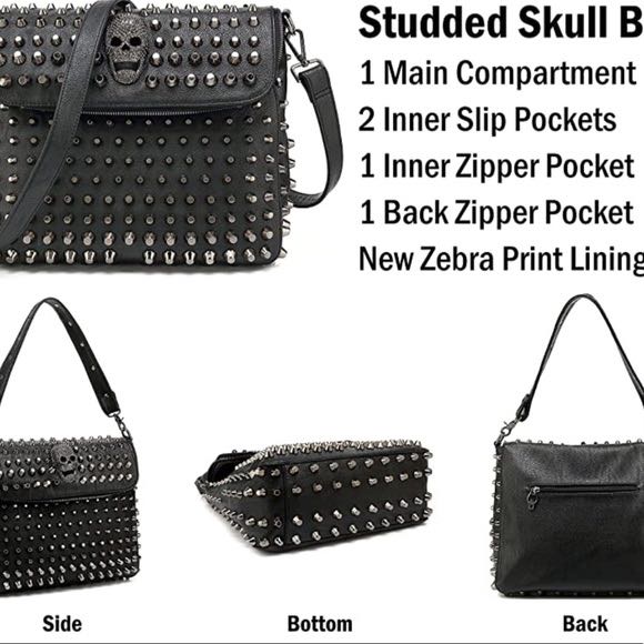 NWT S Carlton Skull and Stud Crossbody Bag