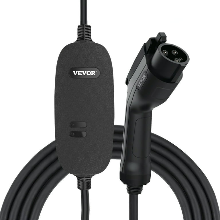 VEVOR Level 1+2 EV Charger, 15 Amp 110-240V, Portable Electric Vehicle Charger with 25 ft Charging Cable NEMA 6-20 Plug NEMA 5-15 Adapter, Plug-in Home EV Charging Station for SAE J1772 Electric Cars