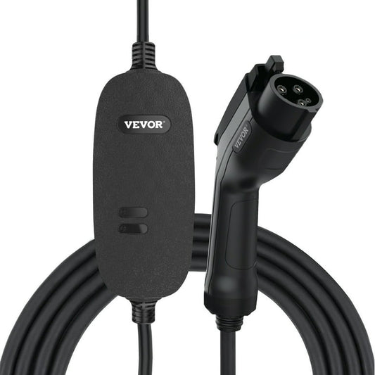 VEVOR Level 1+2 EV Charger, 15 Amp 110-240V, Portable Electric Vehicle Charger with 25 ft Charging Cable NEMA 6-20 Plug NEMA 5-15 Adapter, Plug-in Home EV Charging Station for SAE J1772 Electric Cars