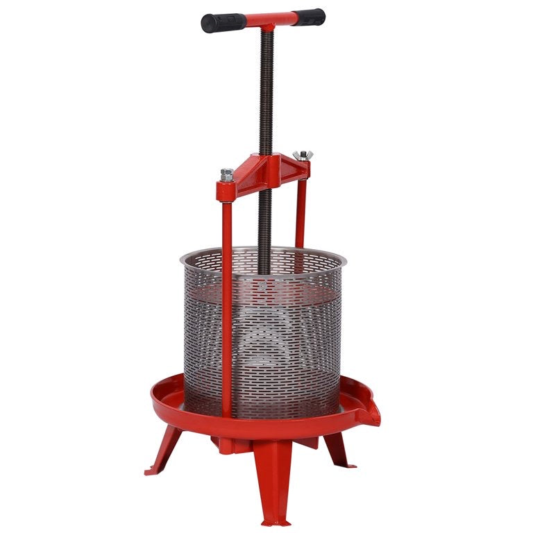 Fruit and Wine Press, 3.69Gallon/14L Stainless Steel Fruit Wine Cider Press, Heavy-duty Cross-beam VFruit and Wine Press, 3.69Gallon/14L Stainless Steel Fruit Wine Cider Press, Heavy-duty Cross-beam Vintage traditional juicer for Outdoor, Kitchen and Home