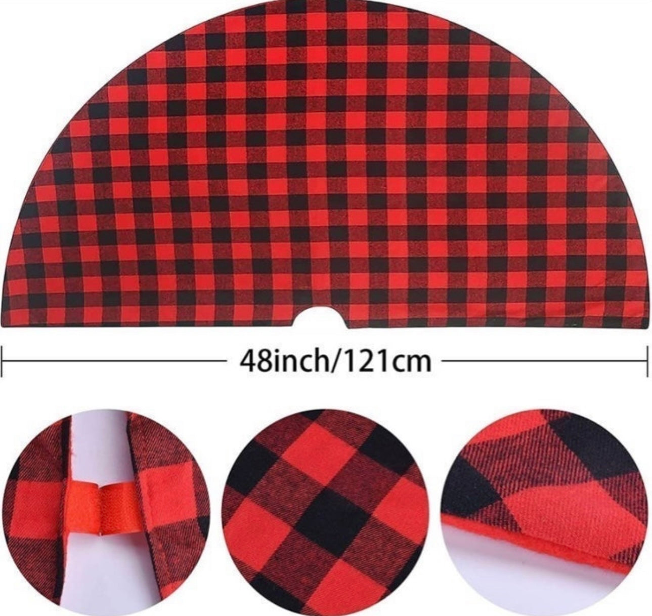 Lapogy Christmas Tree Skirt, 48 Inch Red&Black Buffalo Double Layer Check Plaid