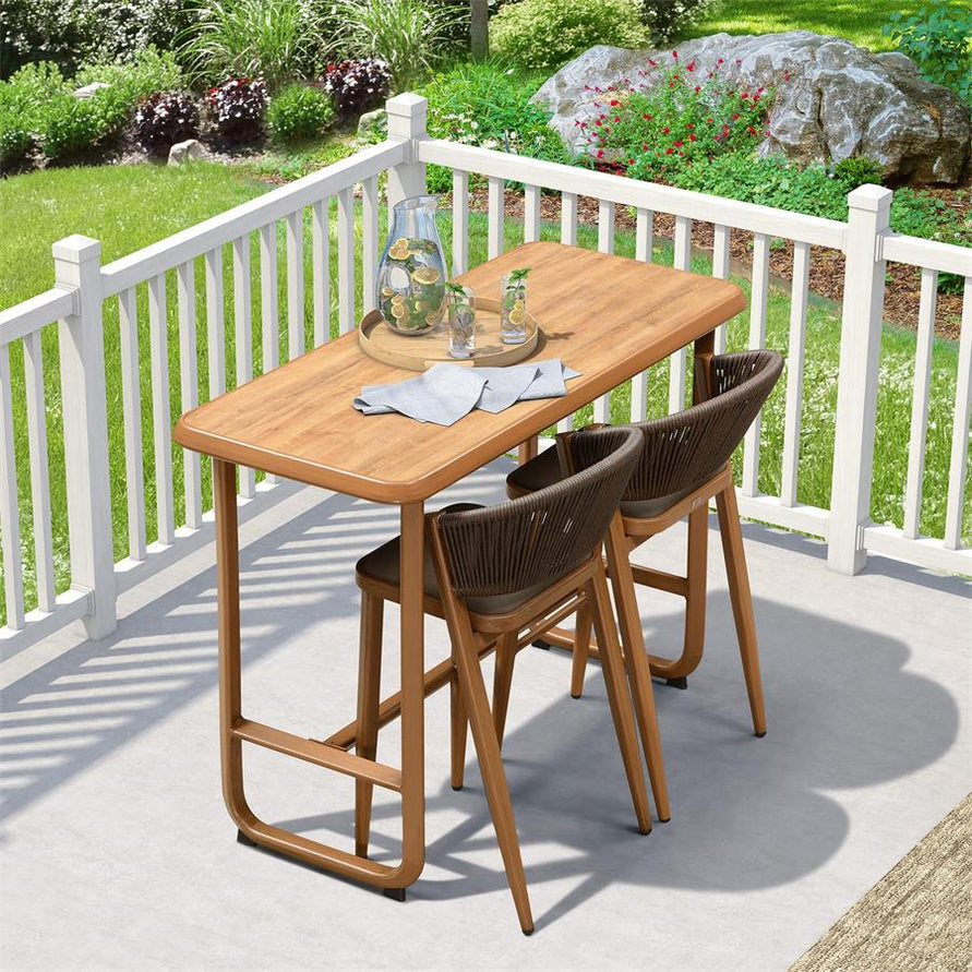 PURPLE LEAF Patio Bar Stool Rattan Bar Set of 2.Height Chair Counter Stool with Backrest and Cushion.28.74”