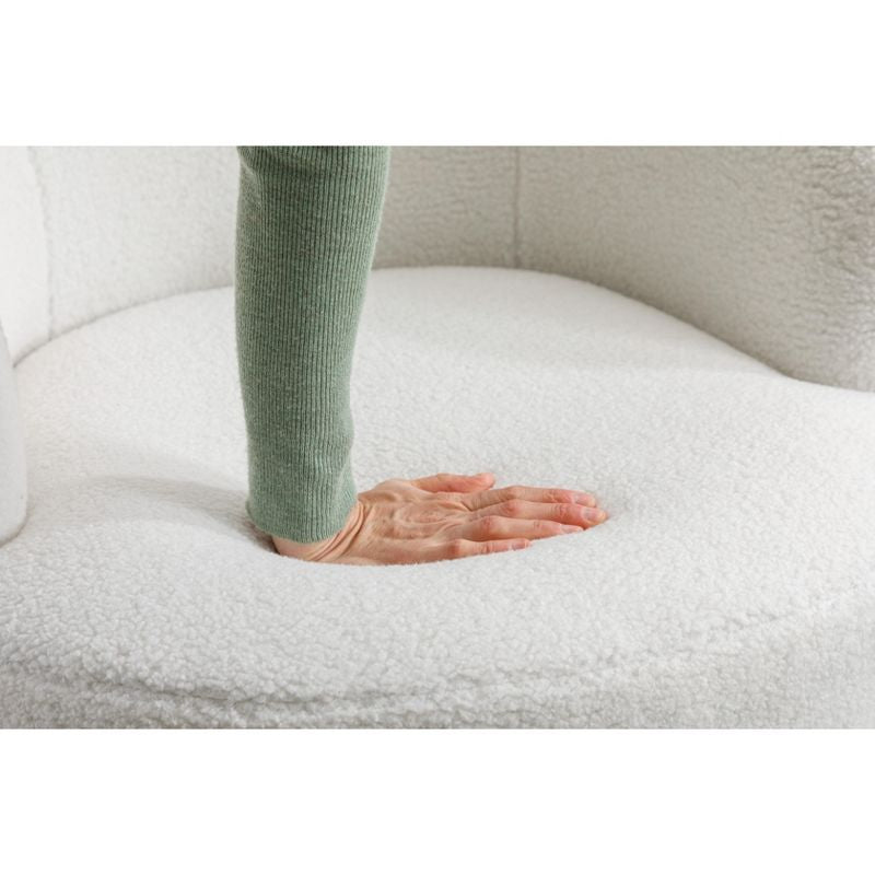 360° Swivel Chair, Soft Touch Modern Teddy Tiny Upholstered Barrel Varity Sofa for Living Room, Bedroom, Indoor Furniture