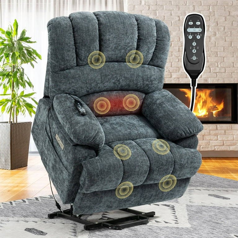 Recliner Chair, Rocking Chair with Massage and Heat, Power Lift Recliner Chair with 8-Point Vibration Massage and Lumbar Heating for Living Room, Bedroom, Nursery