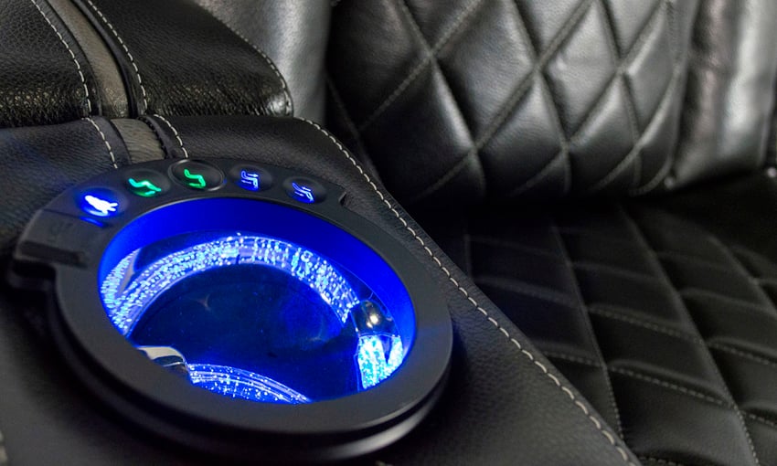 Omega Black Leather Power Reclining Sofa