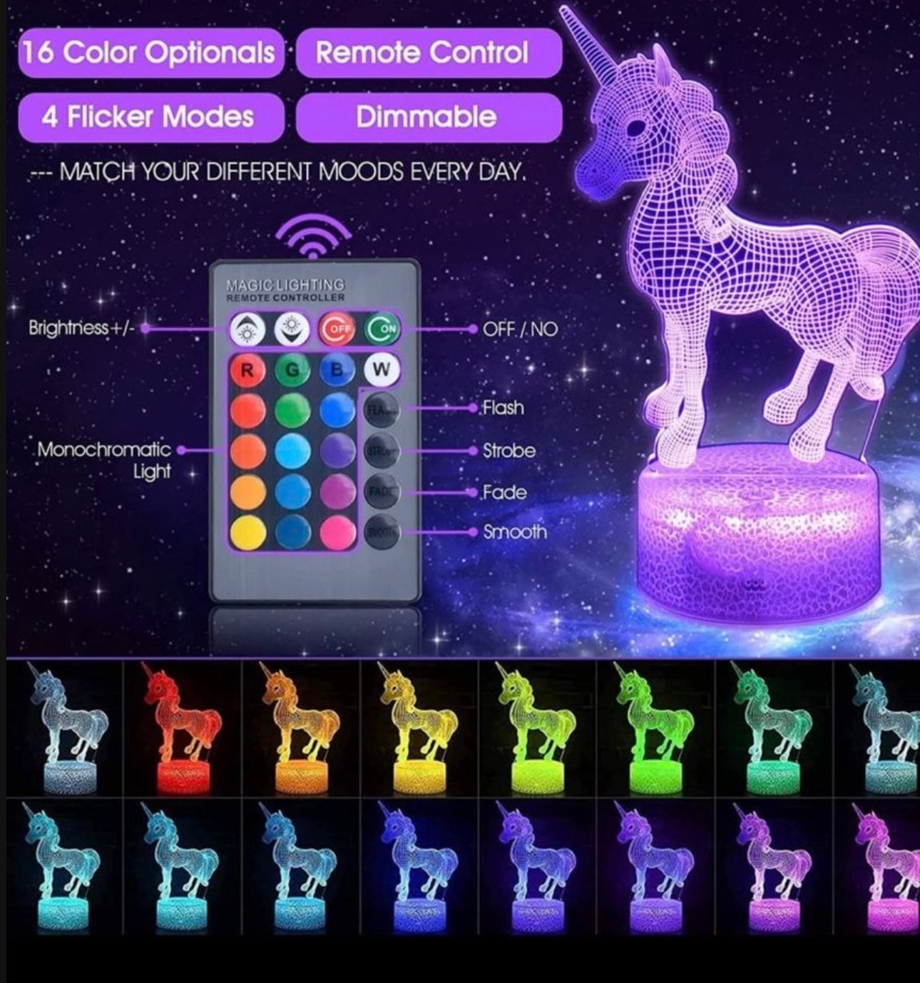 Gifts Nightlights with Remote & Smart Touch 7 Colors + 16 Colors Changing Dimmable LED Bedside Lamp