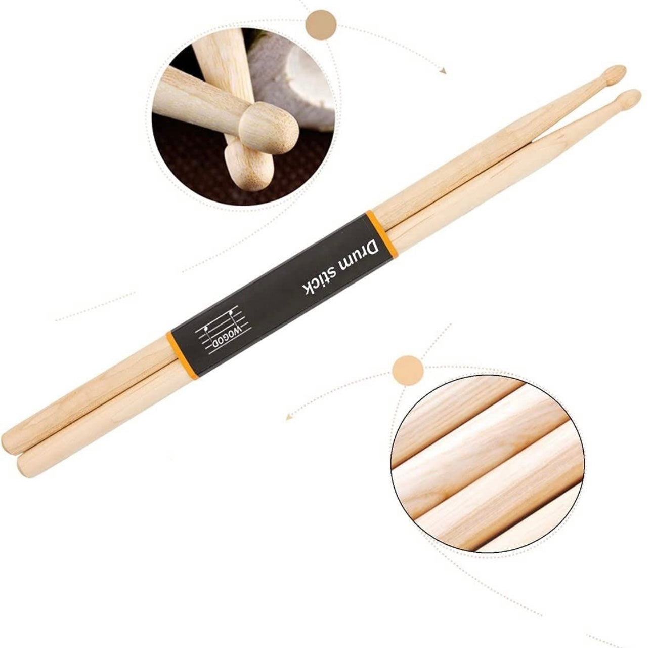 WOGOD 5A Maple Drum Sticks, Two Pair