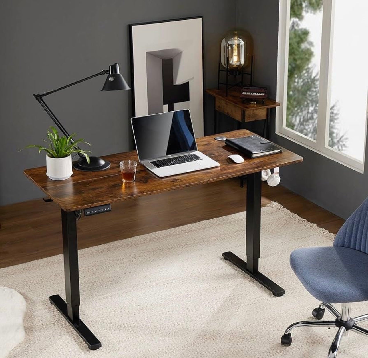 63x24inches Electric Standing Desk with Splice Board,Ergonomic Height Adjustabley. Rust Color