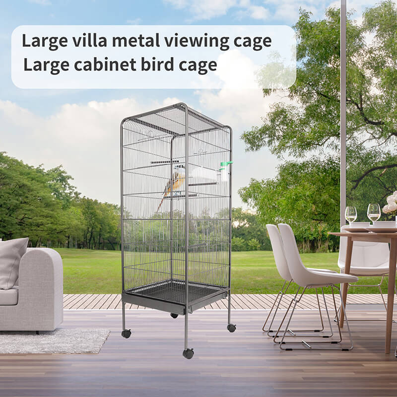 57.48" Bird Cage with Rolling Stand - Parakeets Cockatiels Parrot Green Cheek Conures Pigeons Lovebird