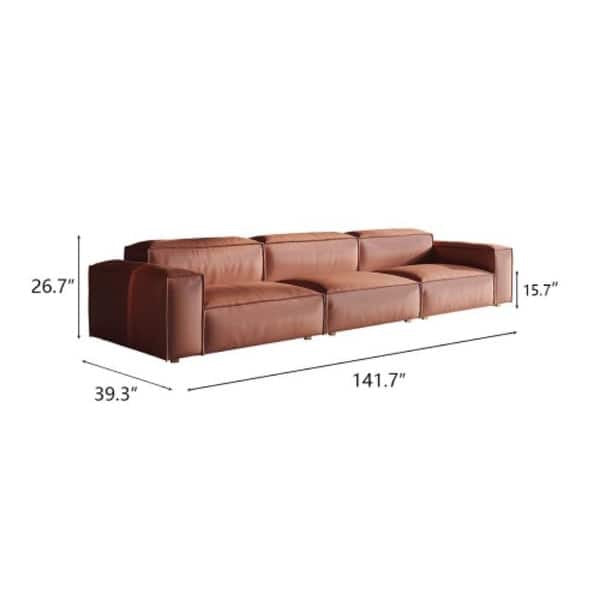 End Year Special Offer!!Glam 3-seater Upholstered Brown Leather Modular Sofa Couch. Modern Leather-Covered Sofa, crafted with sophistication comfort in mind