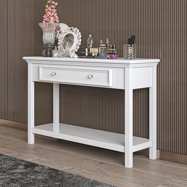 Solid Wood Console Table With Drawer and Shelve
