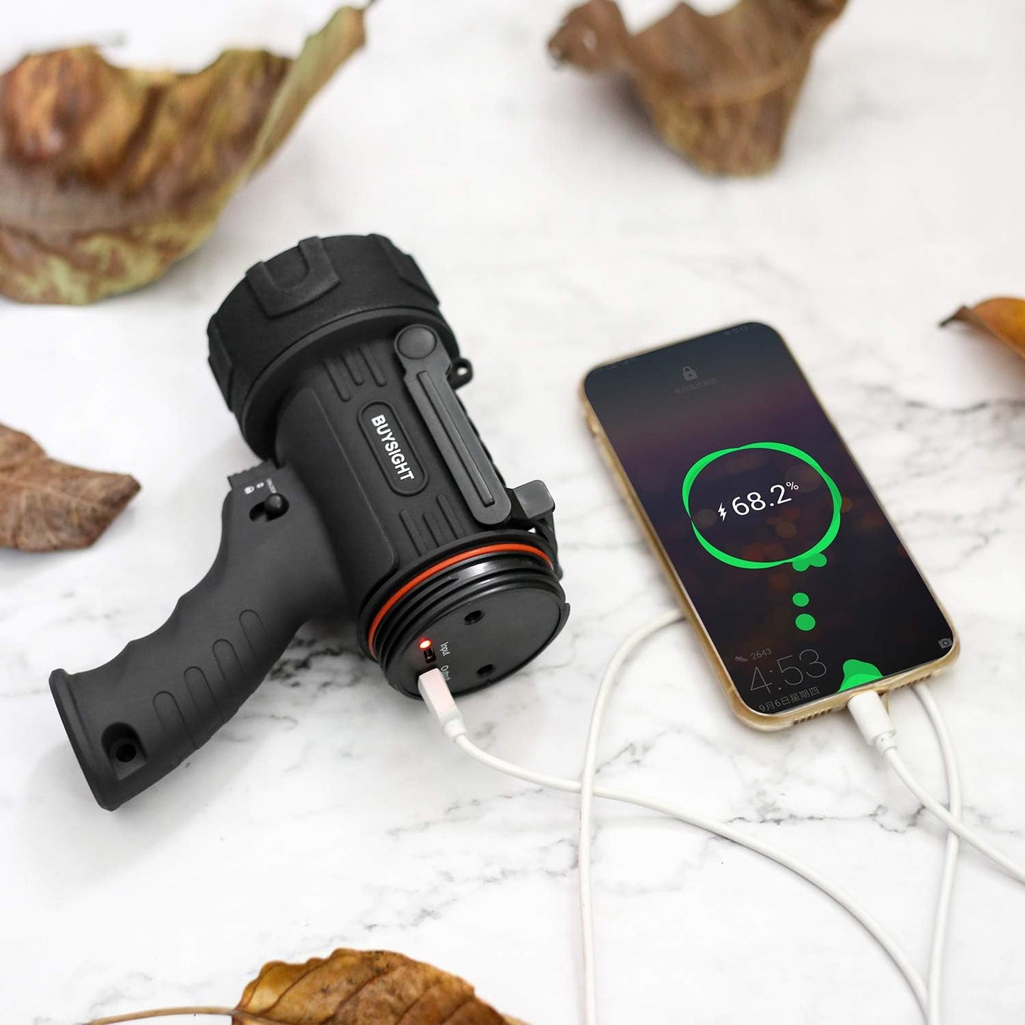 Rechargeable Spotlight Flashlight, Hand held Spotlight 120000 lumens Waterproof Flashlight Hunting Lamp with red Filter