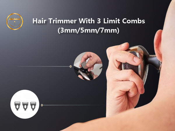 Bald Head Shaver PGI-Tech Pro Upgraded 7D Head Shavers for Bald Men LED Display IPX7 Waterproof Wet/Dry Skull Shaver, Clippers, Nose Trimmer, Face Brush, Massager, Full Head Shaver Travel Kit