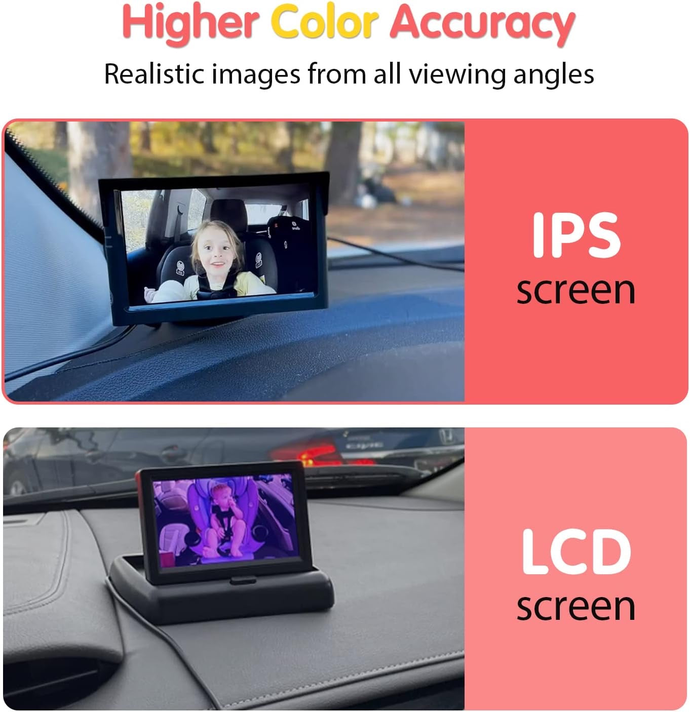 Baby Car Camera, 5'' 1080P Mirror Monitor with IR Night Vision, 3X Zoom in Closer, Full Crystal Clear View for Back Seat Rear Facing, 5 Mins Easy Installation