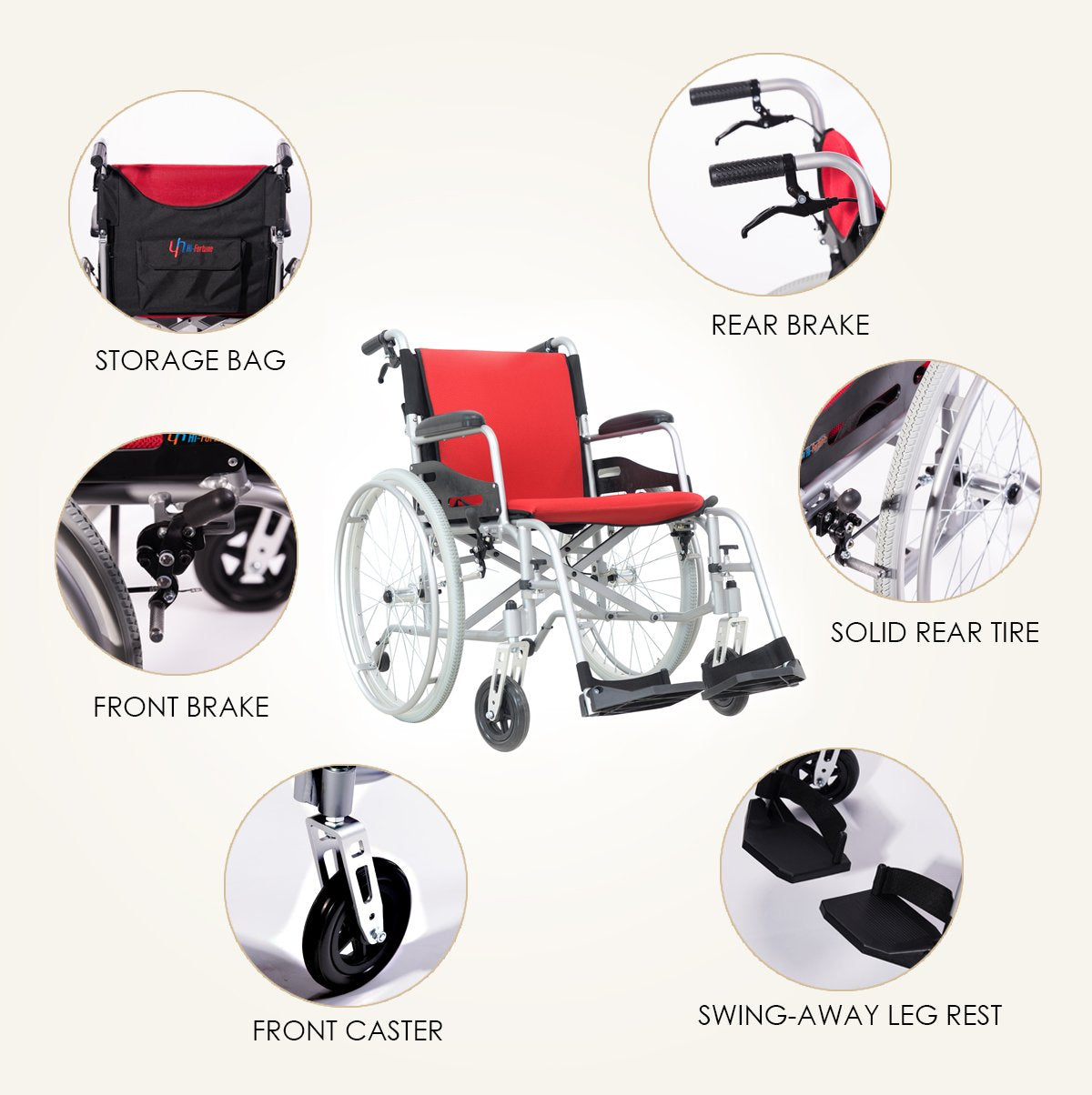 Magnesium Wheelchair 21lbs Self-propelled Chair Portable and Folding 17.5”