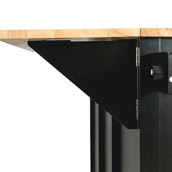 Black Rubber wood Drop-Leaf Counter top 53 in. Kitchen Island on Wheels with Storage Cabinet and 3 Drawers