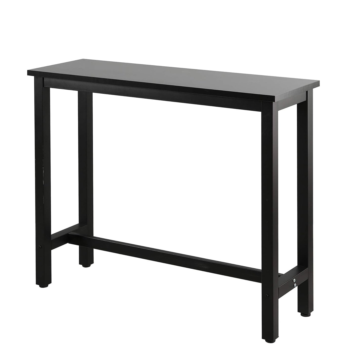 3pcs Counter Height Bar Table with 2 Bar Stools for Home Kitchen Office, Kitchen Breakfast Dining Table with Sturdy Metal Frame, Round Top Stools with Footrests, Black