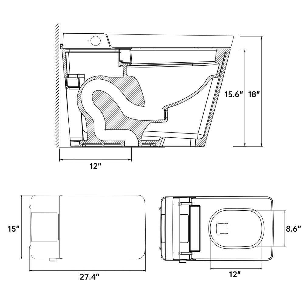 Smart Bidet Toilet for Bathroom with Remote Control, Modern Intelligent One Smart Bidet Toilet for Bathroom with Remote Control, Modern Intelligent One Piece Tankless Toilet with Auto Open/Close Lid, Auto Dual Flush, Heated Bidet Seat, Warm Water and Dry.