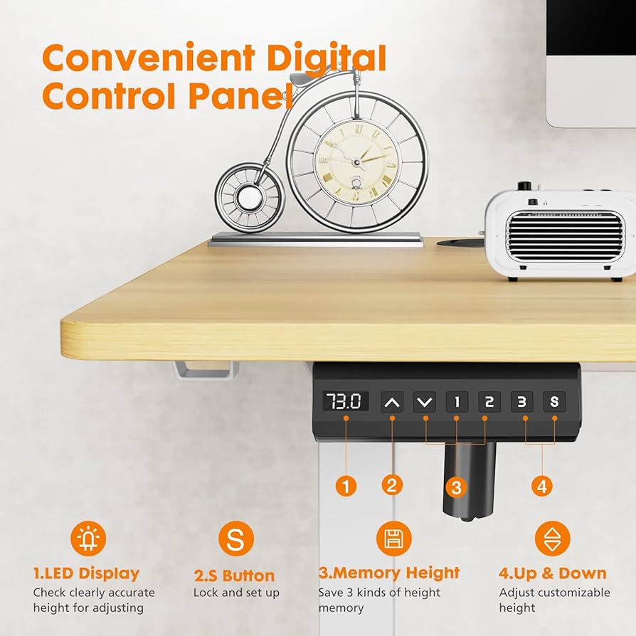 63x24inches Electric Standing Desk with Splice Board,Ergonomic Height Adjustabley. Oak Color