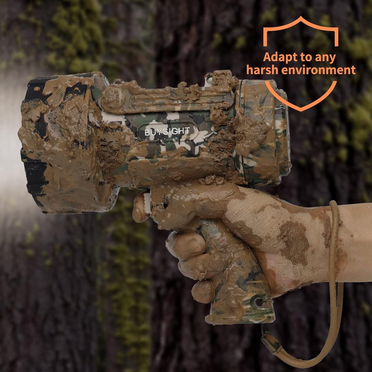 Rechargeable Spotlight Flashlight,1000,000 lumens Hand held Spotlight Waterproof Flashlight Hunting Lamp with red Filter (Camouflage Green)
