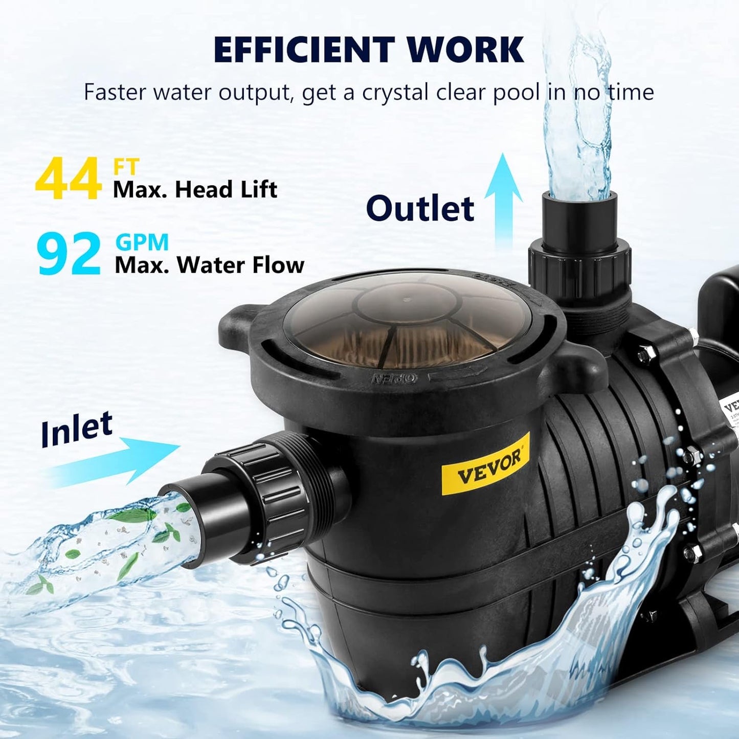 2.0HP Inground /Above Ground Pool Pump, 5520 GPH Max Flow, 230 V, 1500 W Dual Speed Energy Saving Swimming Pool Motor for in/above Ground Pool w/ Strainer Basket, Certificate of ETL for Security