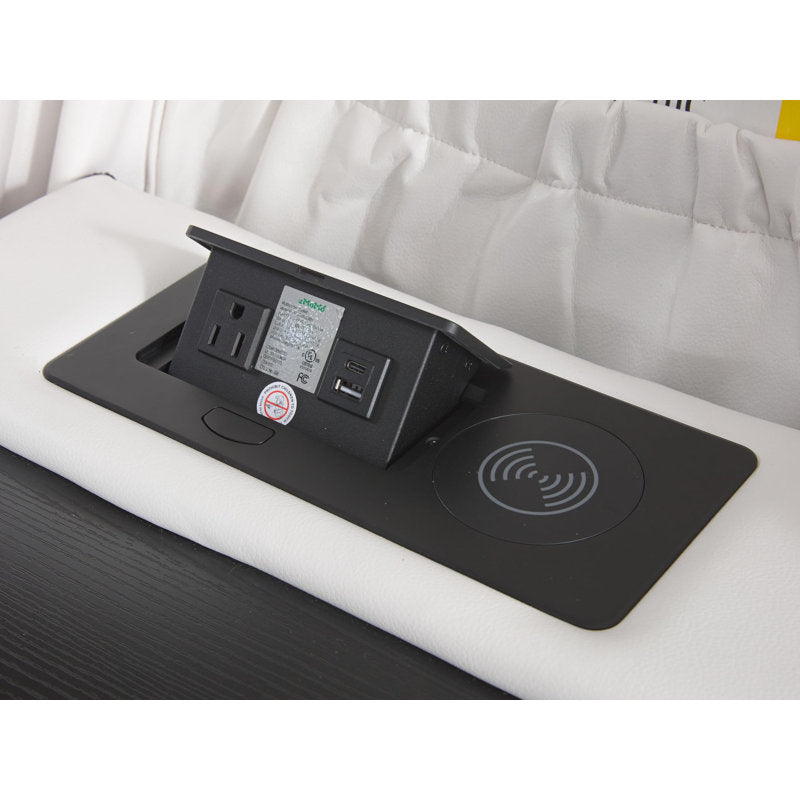 2PCS Power Recliner Sofa Sets with Bass Speaker,Wireless Charger LED Light,USB Port