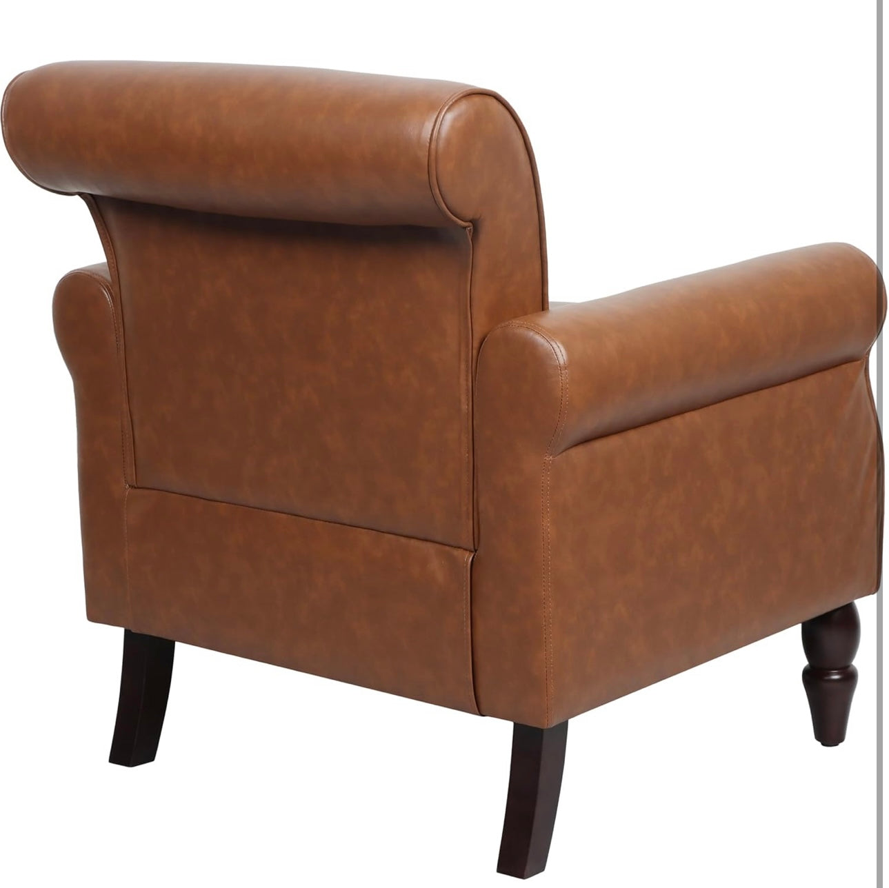 PU Leather Accent Chair, Modern Arm Club Chairs Nailed Trim Living Room Upholstered Armchair, Comfy Single Sofa Lounge Reading Seat Bedroom Side Seating for Home Office, Brown