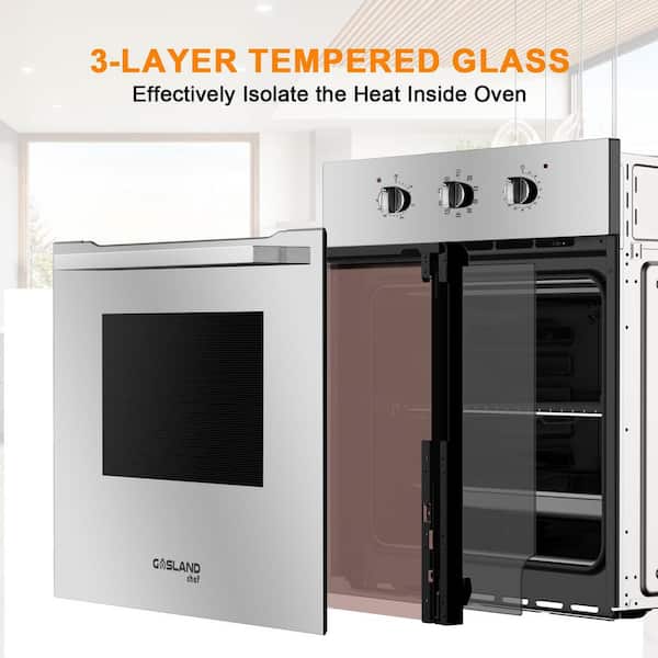24 in. Built-In Single Electric Wall Oven with Rotisserie, 9 Cooking Modes, Mechanical Knob