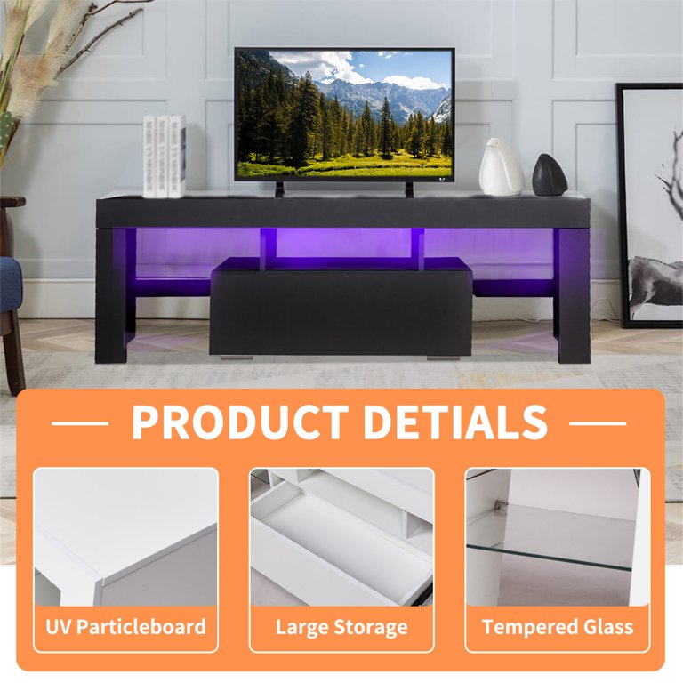 Simple Modern TV Cabinet Brown and Cottage White