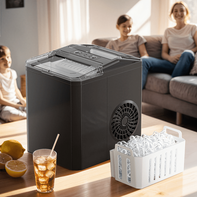 Countertop Ice Maker 26 lbs/24h 9 Cubes/6 Mins with Self-Cleaning Bullet Ice Maker for Home Office Bar Party