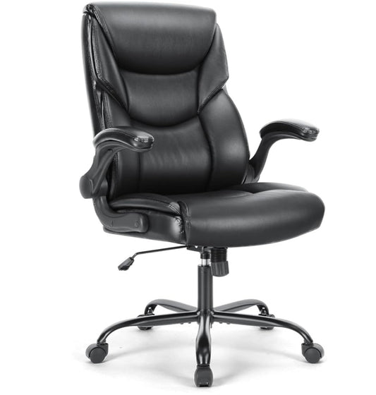 Executive Office Chair – Ergonomic Adjustable Computer Desk Chairs with High Back Flip-up Armrests, Swivel Task Chair with Lumbar Support, Bond.Black