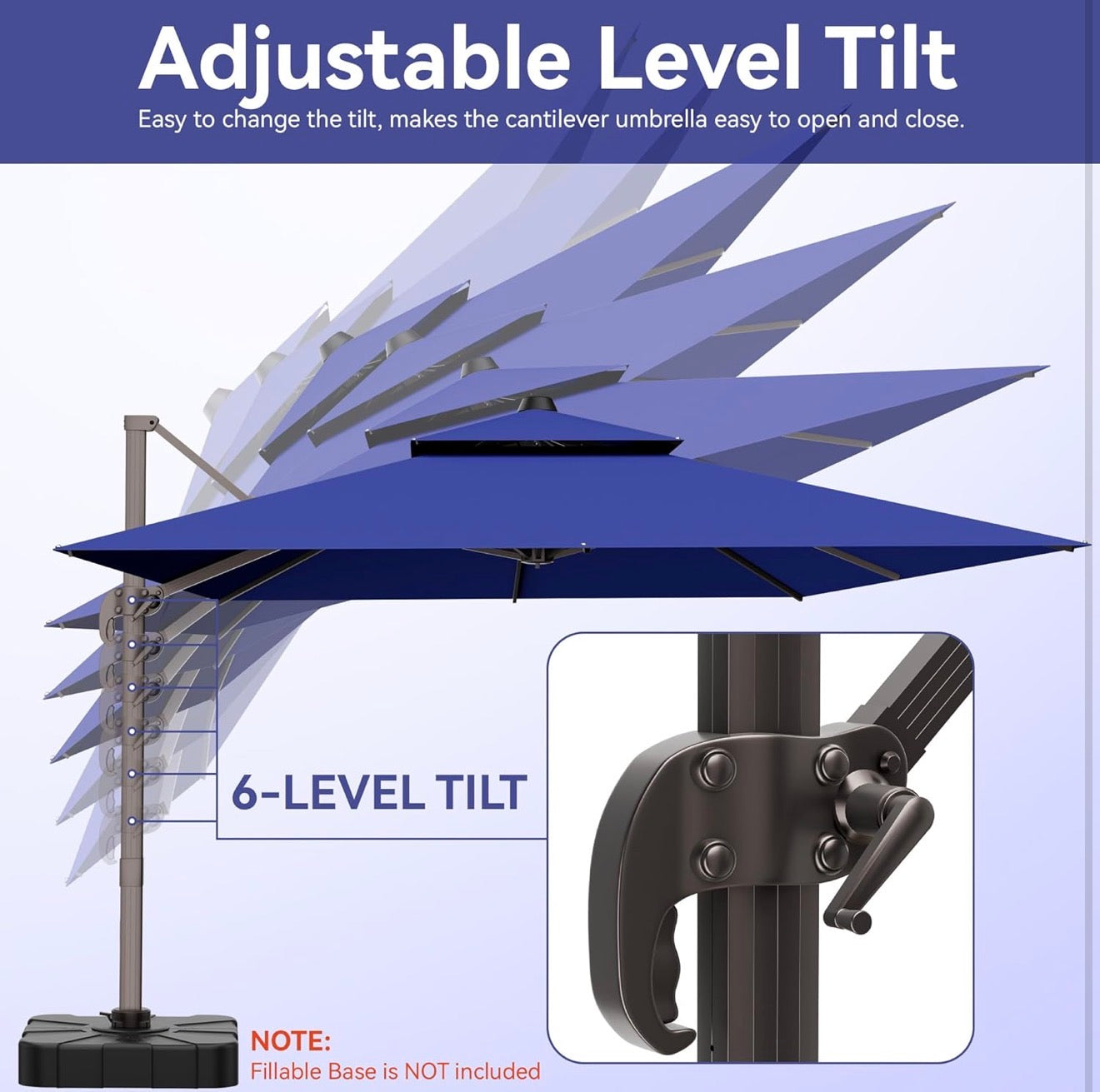 10x10FT Aluminum Cantilever Patio Umbrella - Large Offset Heavy-Duty Umbrella with 360° Rotation, Infinite Tilt, Double Top, 10-Year Rustproof, 5 Year Fade-Resistant for Outdoor, Pool, Beige