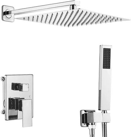 Polished Chrome Shower System 10 Inch Luxury Rain Mixer Shower Combo Set