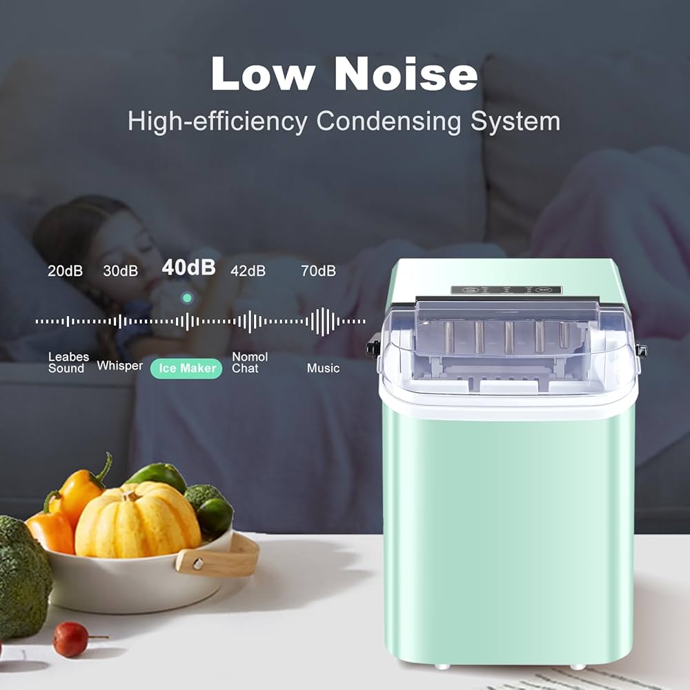 Ice Makers Countertop, Portable Ice Machine with Carry Handle, 2 Sizes of Icecube for Home Kitchen Bar Party Camping