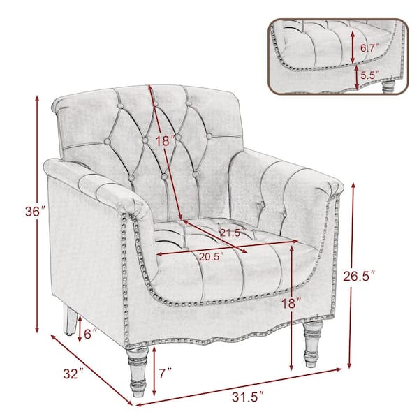 Mid-Century Black Faux Leather Button Tufted Accent Arm Chair with Wood Legs (Set of 1)