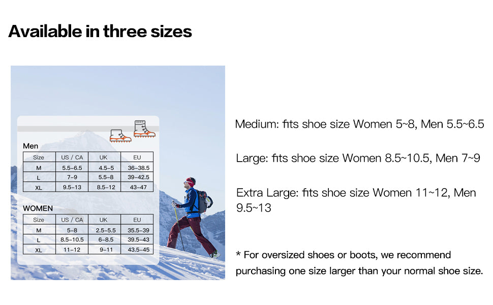 IPSXP Crampons Ice Cleats Traction Snow Grips for Boots Shoes Women Men Kids Anti Slip 19-26 Stainless Steel Spikes Safe Protect for Hiking Fishing Walking Climbing Mountaineering
IPSXP Crampons Ice Cleats Traction Snow Grips for Boots Shoes Women Men