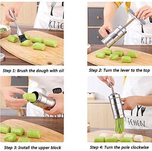 Stainless Steel Manual Noodles Press Machine Pasta Maker with 5 Noodle Molds