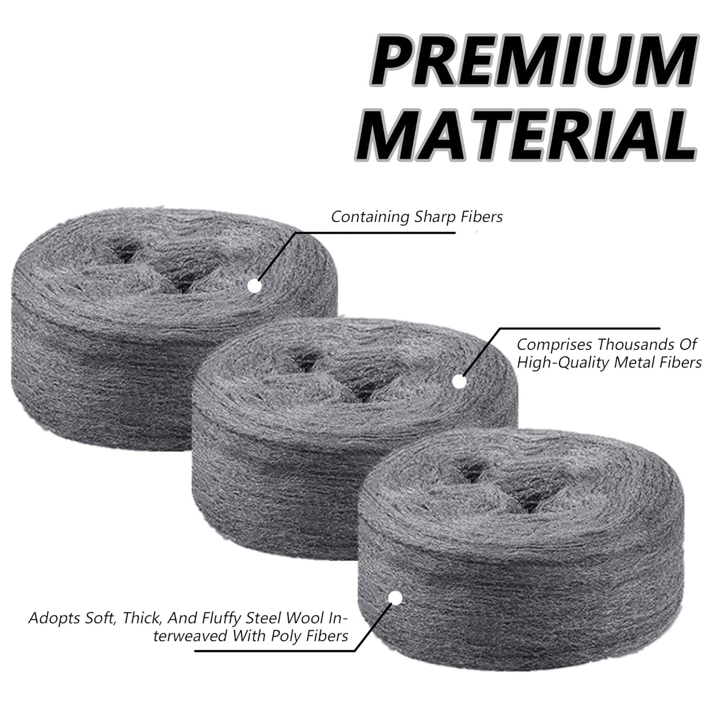 Steel Wool Roll, 0000 Steel Wool 40ft, Thick Wire Filling Fabric Hole Filler DIY Kit, Hardware Cloth, Gap Blockers Keep animals away from holes/wall cracks/ducts/vents in workshops/houses/garages