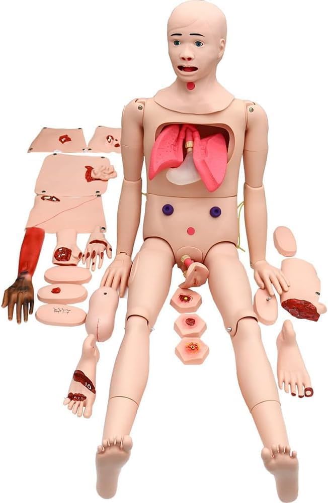 Advanced Trauma Training Men Women Manikin, 5.5ft Life Size Nursing Model, with Nursing Practice Accessory Kit, for Medical Nursing Teaching Training