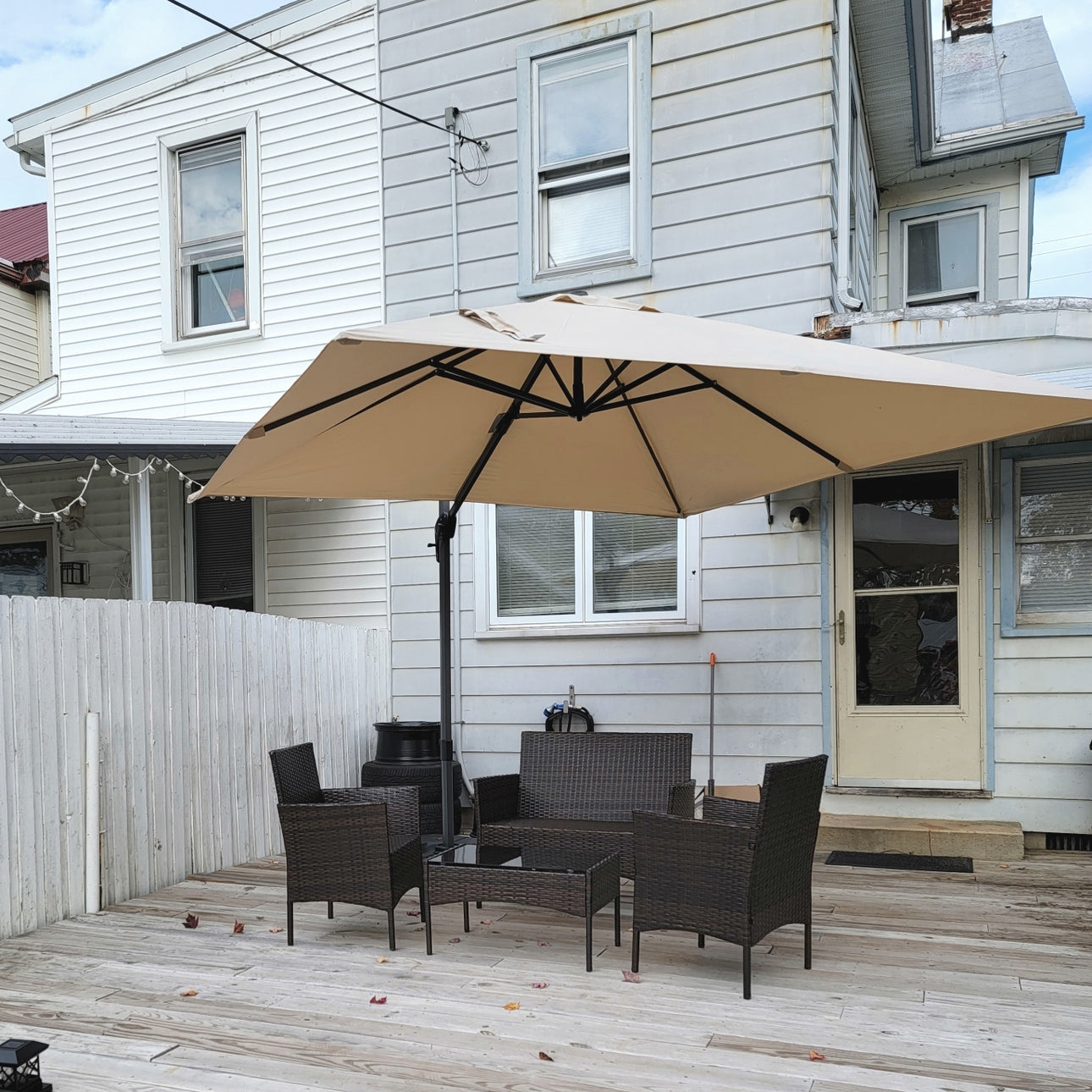 PURPLE LEAF Rectangle 10x10 ft Patio Economical Umbrella.Beige