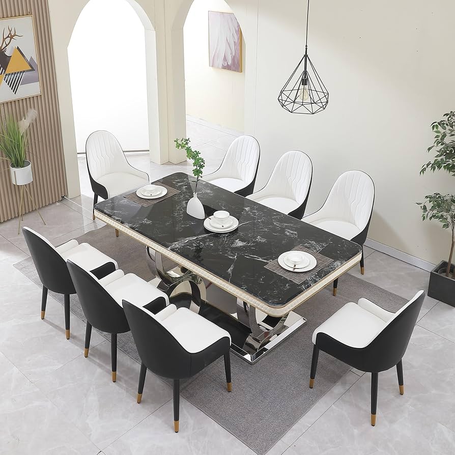 Dining Chairs Set of 2,Ergonomic Black Mid-Century Modern PU Leather Upholstered Chair with Solid Wood Legs for Kitchen, Dining, Bedroom, Living Room