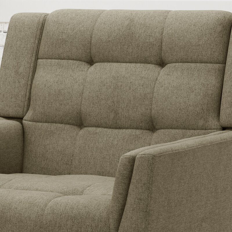 Davidas Wide Tufted Armchair. Studio Anvith Mid Century Modern Fabric Arm Chair, Mocha