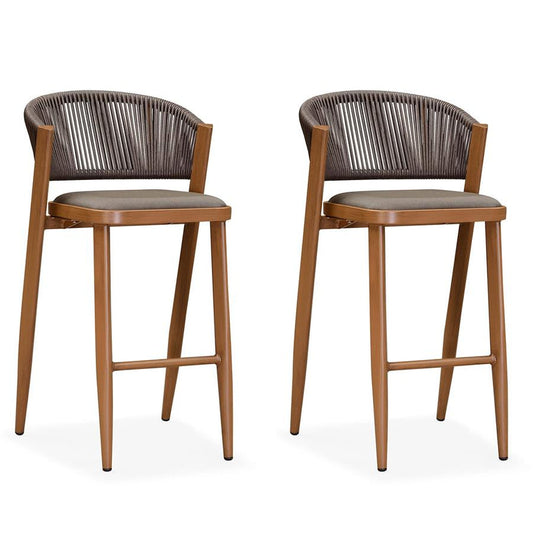 PURPLE LEAF Patio Bar Stool Rattan Bar Set of 2.Height Chair Counter Stool with Backrest and Cushion.28.74”
