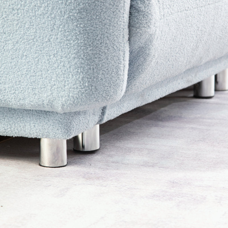 87 inch Modern Sofa, Teddy Comfy Sofa Couch with 2 Pillows, Upholstered Deep Seat Sofa, Oversized Sofa with Metal Legs for Small Space Office Apartments Bedroom Living Room (Blue)