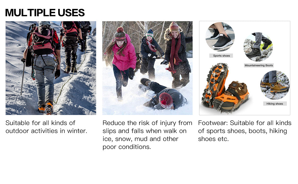 IPSXP Crampons Ice Cleats Traction Snow Grips for Boots Shoes Women Men Kids Anti Slip 19-26 Stainless Steel Spikes Safe Protect for Hiking Fishing Walking Climbing Mountaineering
IPSXP Crampons Ice Cleats Traction Snow Grips for Boots Shoes Women Men