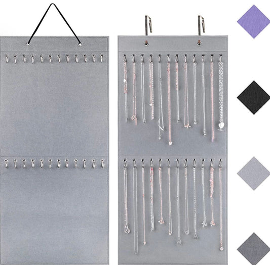Jewelry Organizer Hanging Necklace Storage Holder 24 Hooks 1 pack Gray