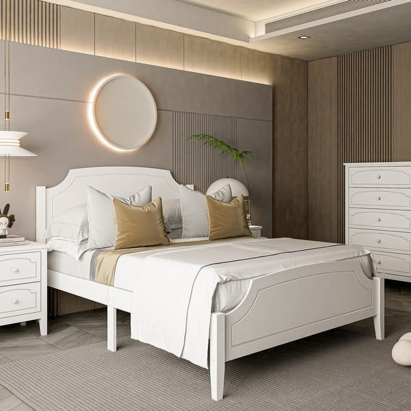 Roman Style Solid Wood Platform Bed,No Box Spring Needed